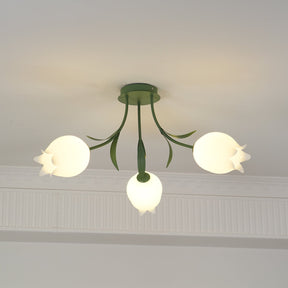 Lampe de Plafond Élégante en Métal - Design Floral et Lumière Douce