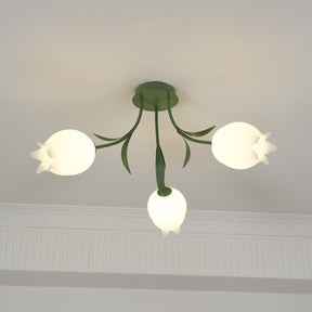 Lampe de Plafond Élégante en Métal - Design Floral et Lumière Douce