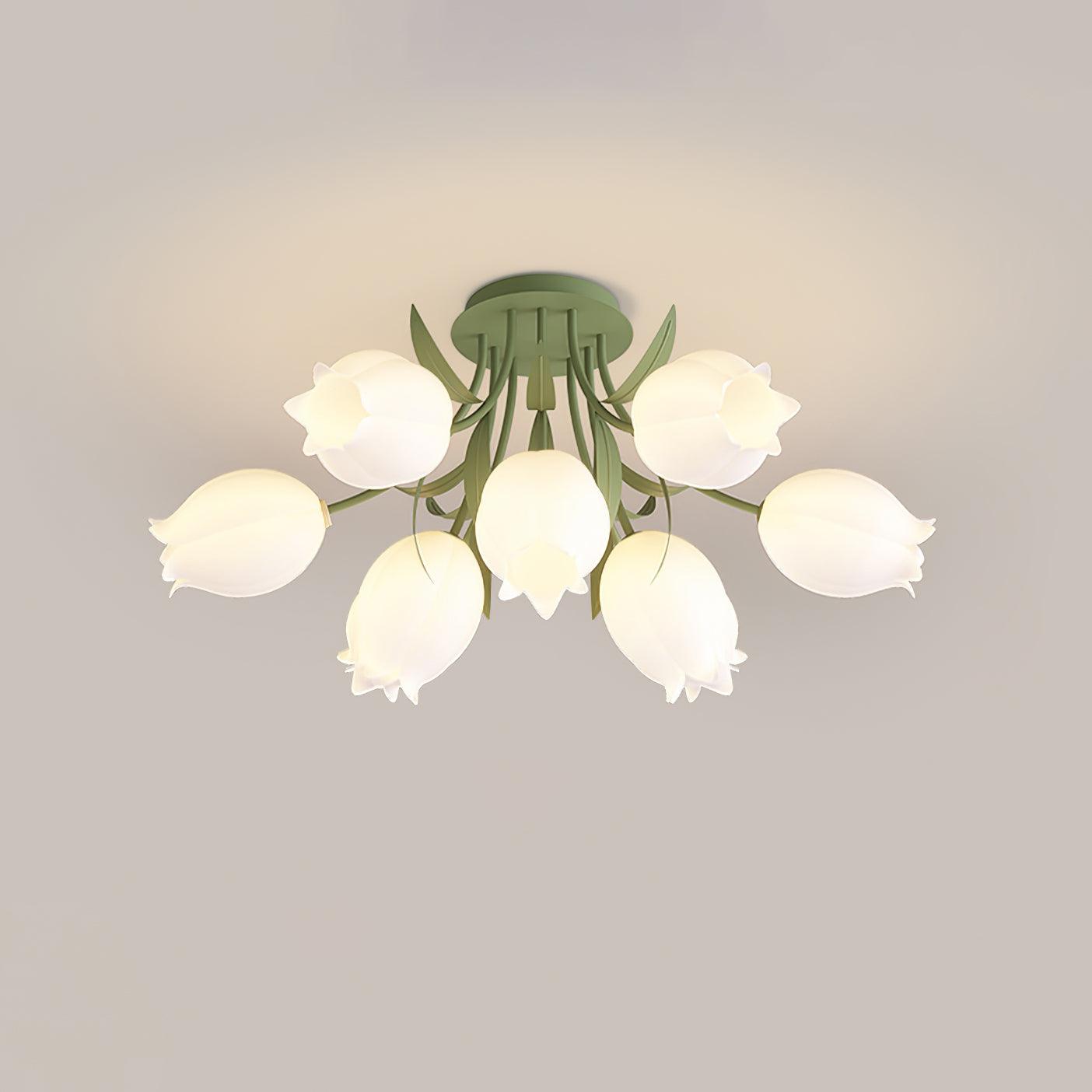 Lampe de Plafond Élégante en Métal - Design Floral et Lumière Douce