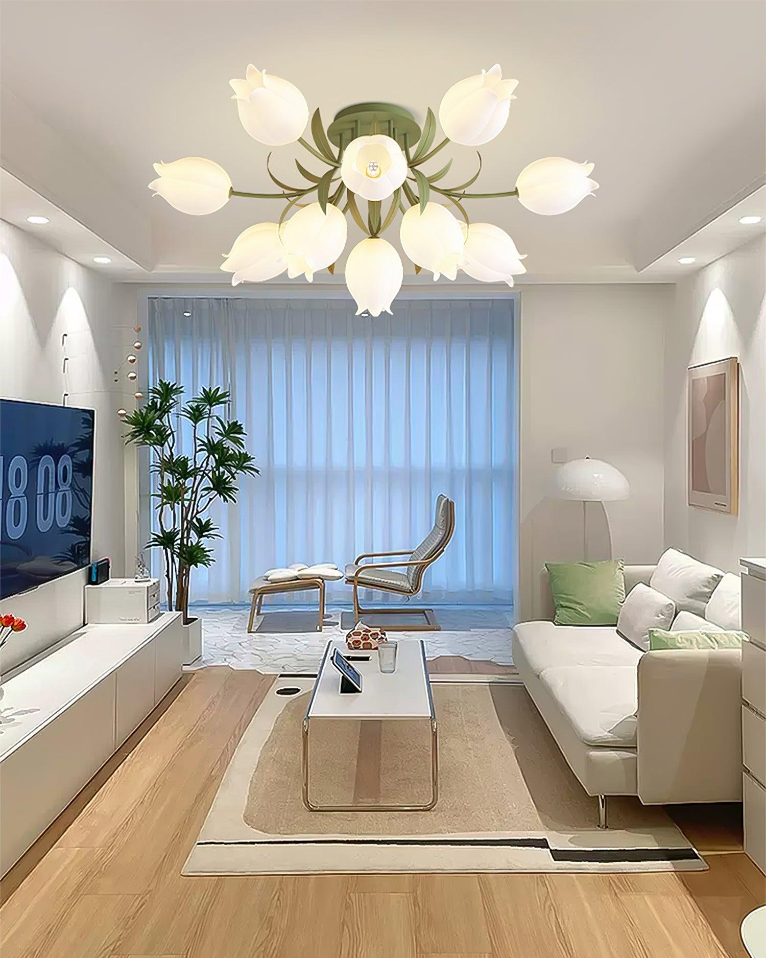 Lampe de Plafond Élégante en Métal - Design Floral et Lumière Douce