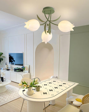 Lampe de Plafond Élégante en Métal - Design Floral et Lumière Douce