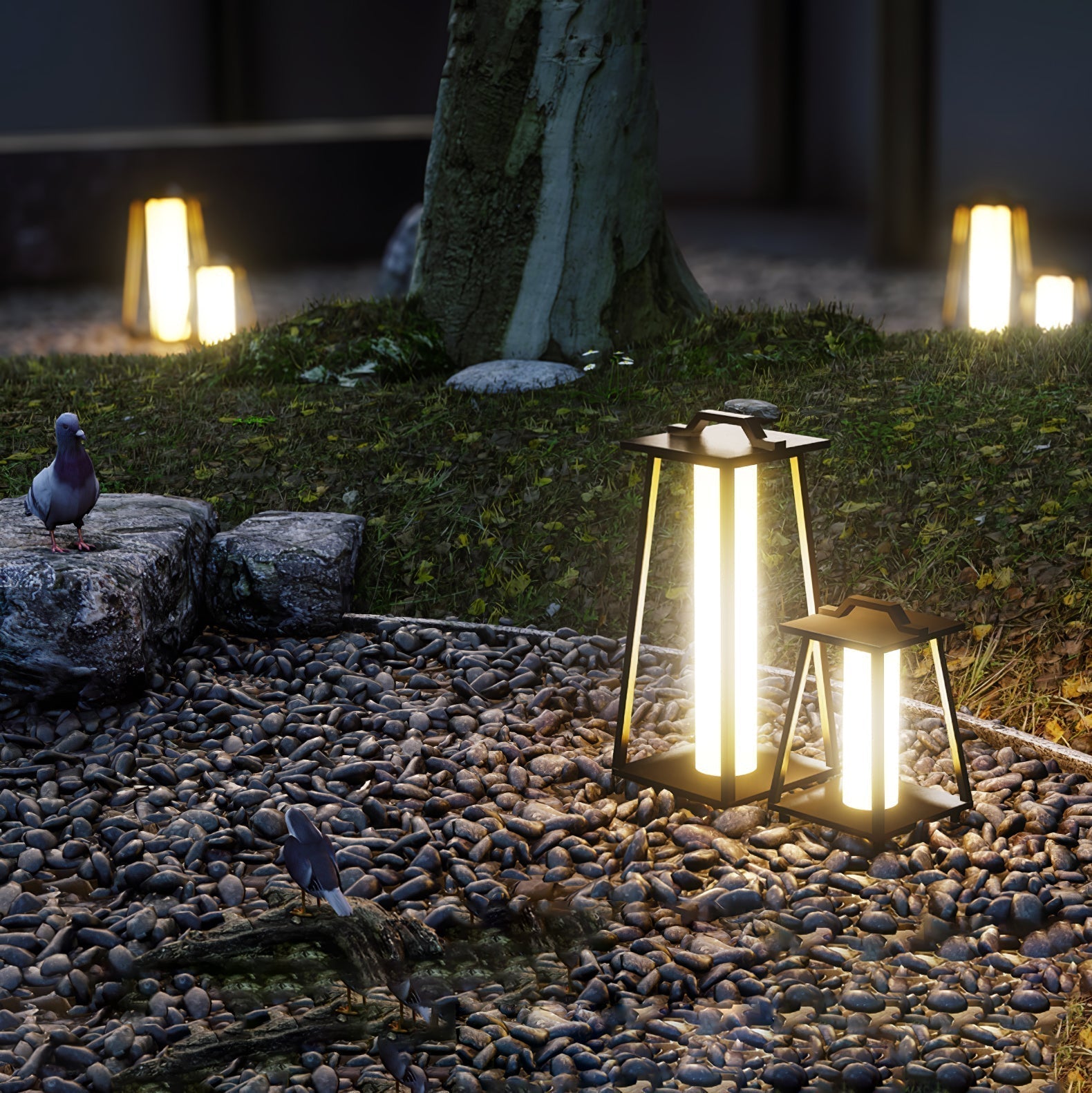 Éclairage Extérieur Résistant aux Intempéries - Lampe Portable en Acier Inoxydable