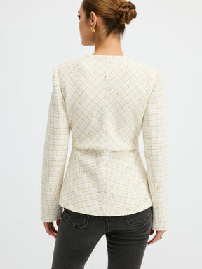 Blazer Cintré en Tweed Élégant - Ajustement Régulier et Manches Longues