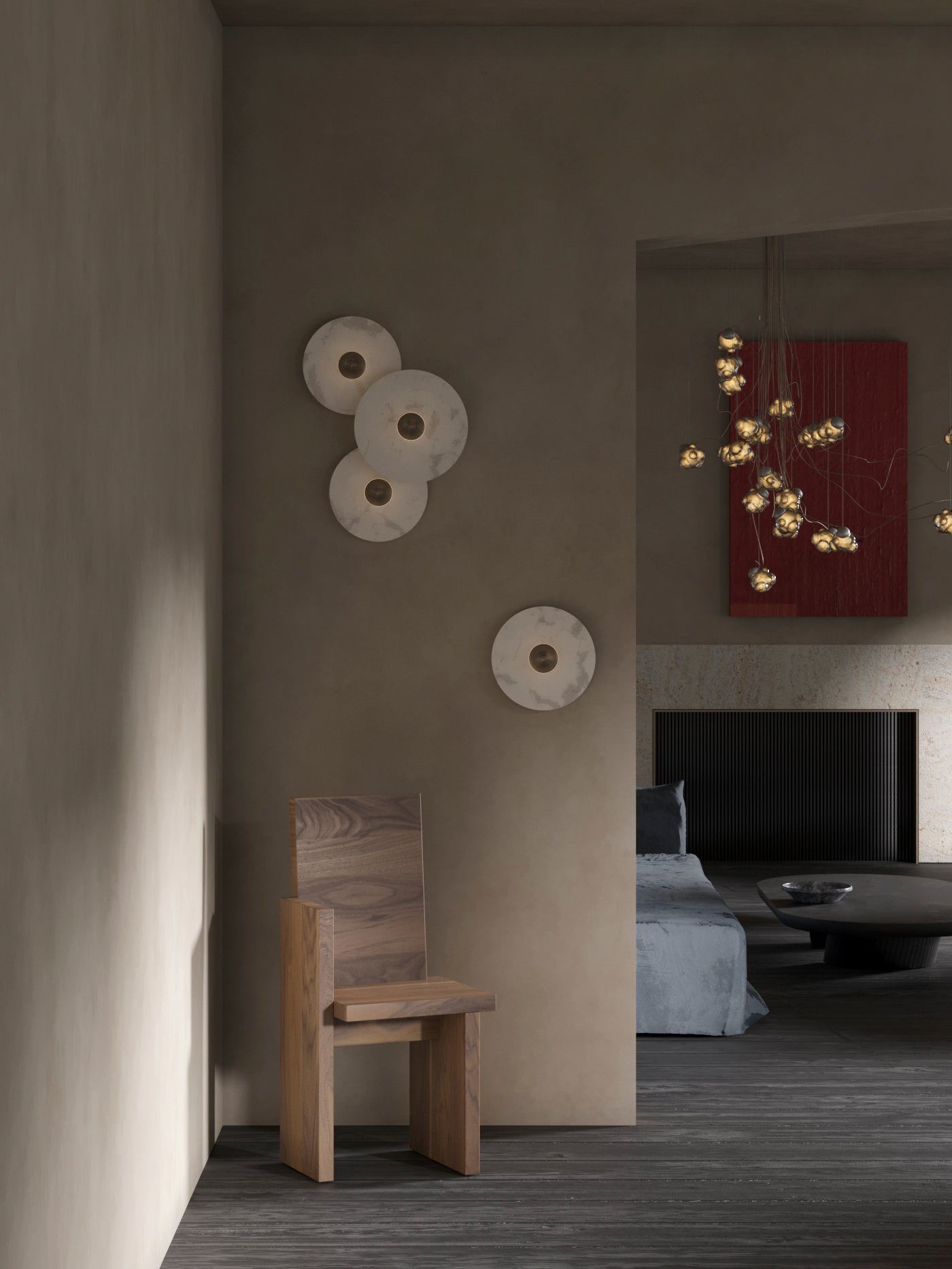 Applique Murale Ronde en Marbre - Éclairage Chic et Économique en Énergie