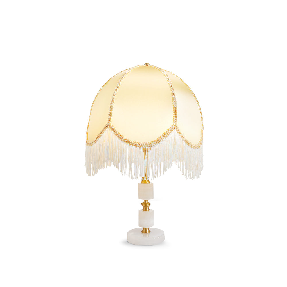 Lampe de Table Rustique en Marbre - Élégante avec Détail en Frange