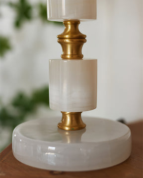 Lampe de Table Rustique en Marbre - Élégante avec Détail en Frange