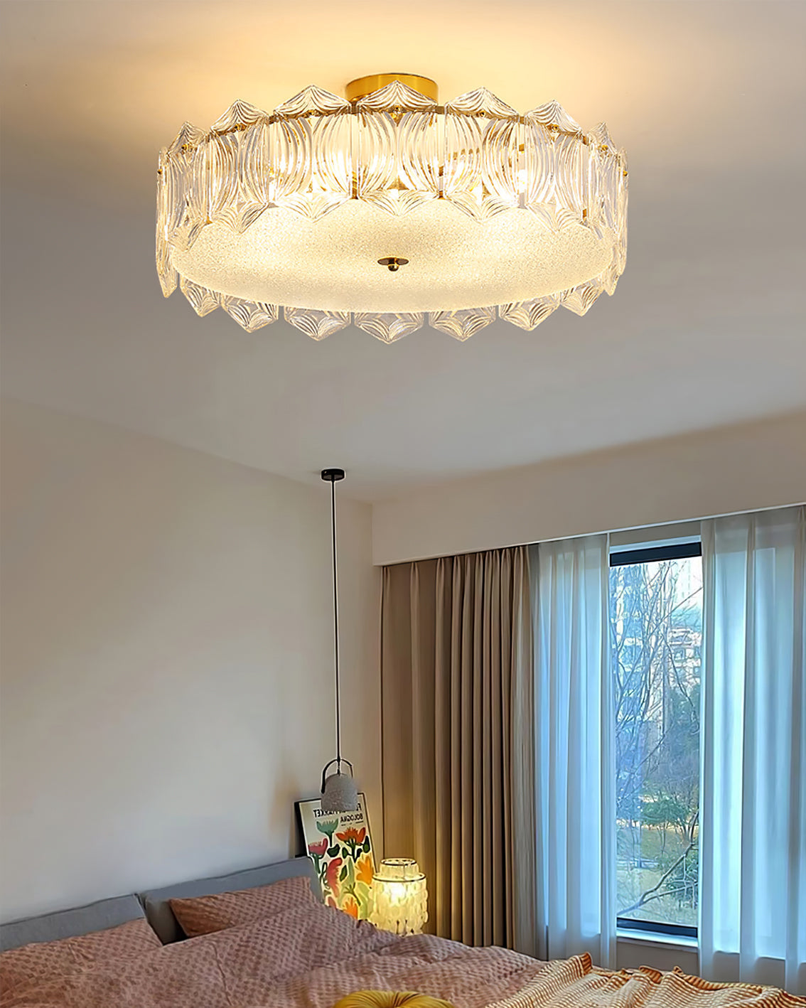 Lampe de Plafond Ronde Élégante - Éclairage Glamour avec Finition en Laiton