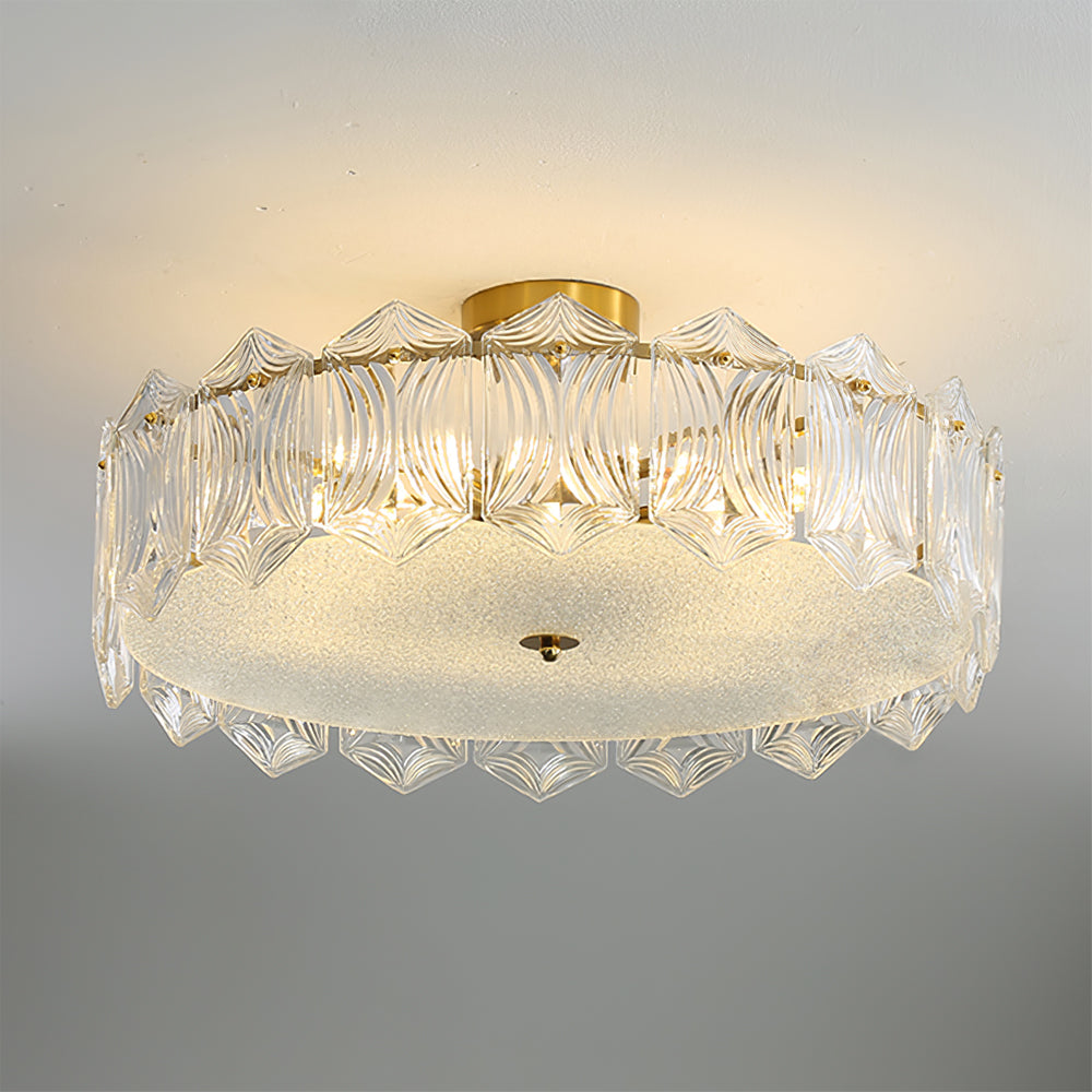 Lampe de Plafond Ronde Élégante - Éclairage Glamour avec Finition en Laiton