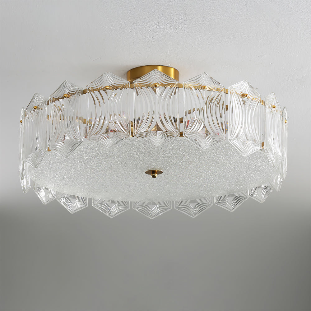 Lampe de Plafond Ronde Élégante - Éclairage Glamour avec Finition en Laiton