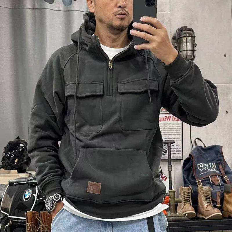 Sweat à Capuche de Motard pour Hommes - Design Rétro et Confort Optimal