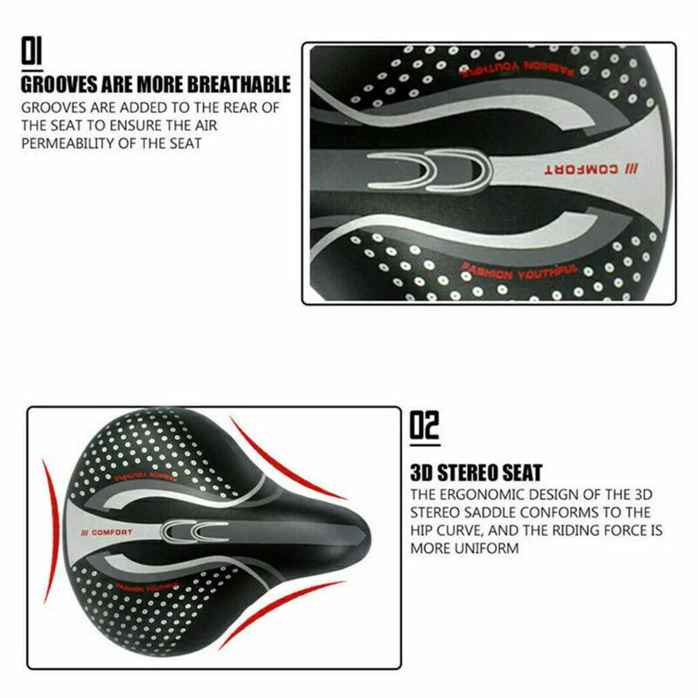 Selle de Vélo Confortable Extra Large - Rembourrage en Cuir PU et Absorption des Chocs