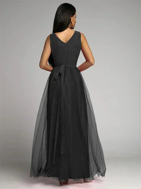 Robe Maxi Élégante avec Panneau en Maille - Confort et Glamour pour Toutes Occasions