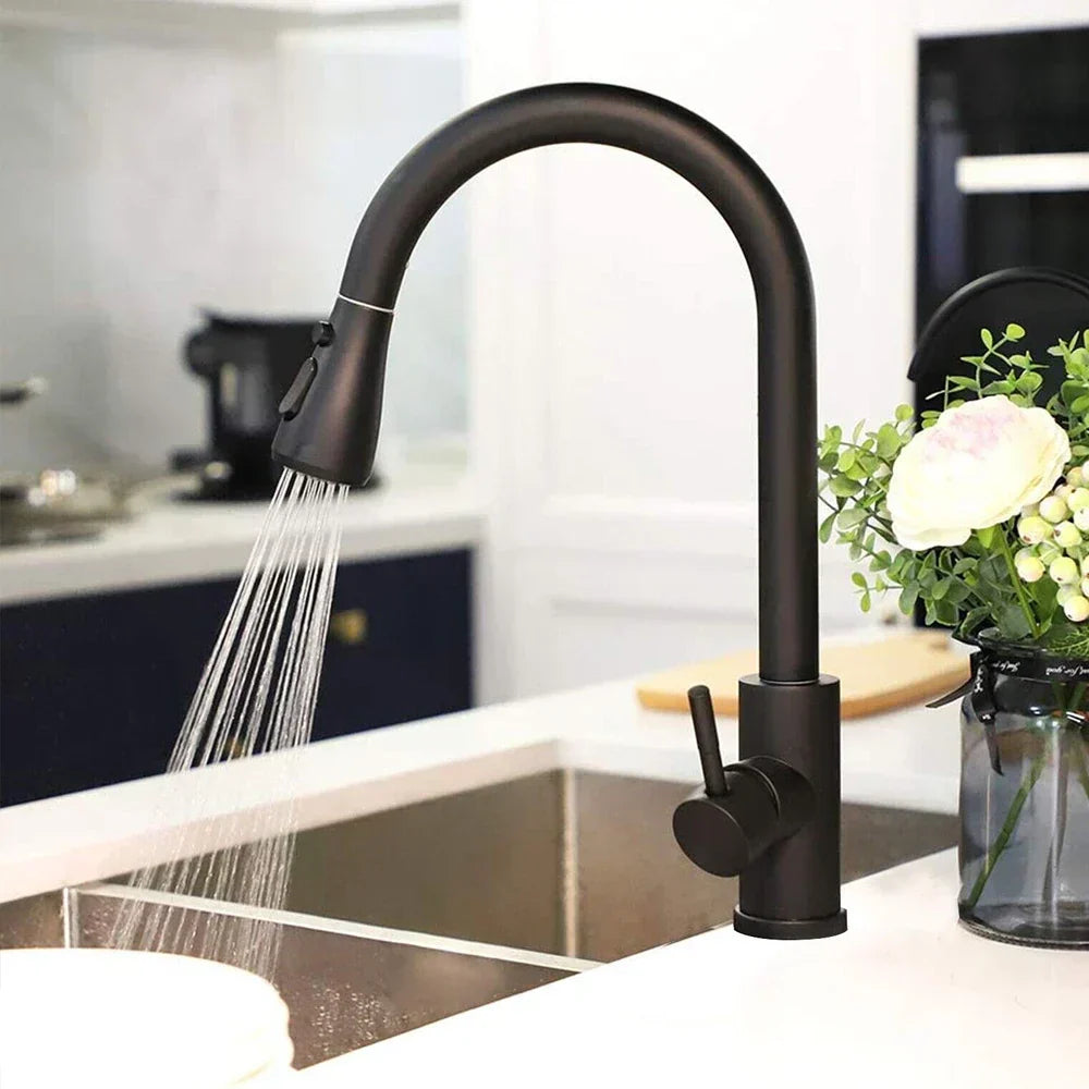 Robinet de Cuisine Pull-Down Noir - Élégance et Flexibilité au Quotidien