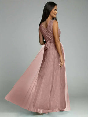 Robe Maxi Élégante avec Panneau en Maille - Confort et Glamour pour Toutes Occasions