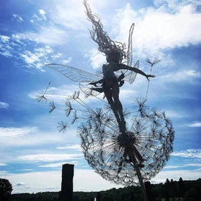 Sculpture de Fée en Métal pour Jardin - Art Résistant aux Intempéries et Magique