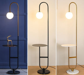 Lampadaire Scandinave avec Table Intégrée - Éclairage Économe et Design Élégant