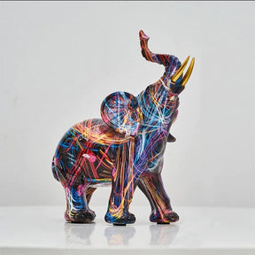 Sculpture d'Éléphant Abstrait Fait Main - Décoration Colorée et Unique pour Intérieur