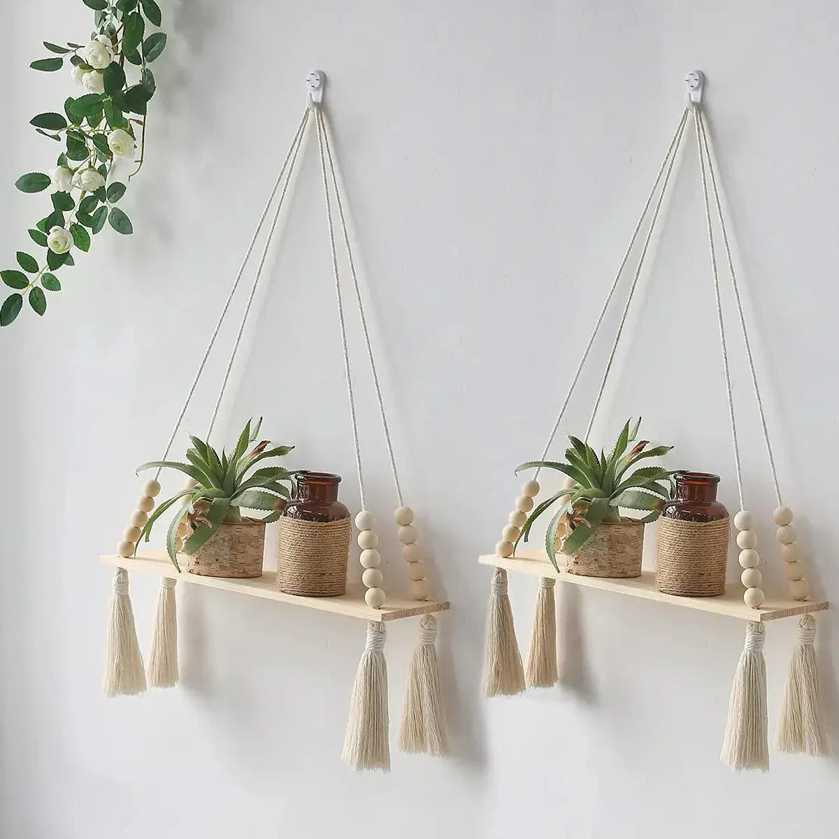 Étagère Murale en Macramé - Charme Rustique et Pratique pour Votre Intérieur