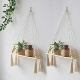 Étagère Murale en Macramé - Charme Rustique et Pratique pour Votre Intérieur