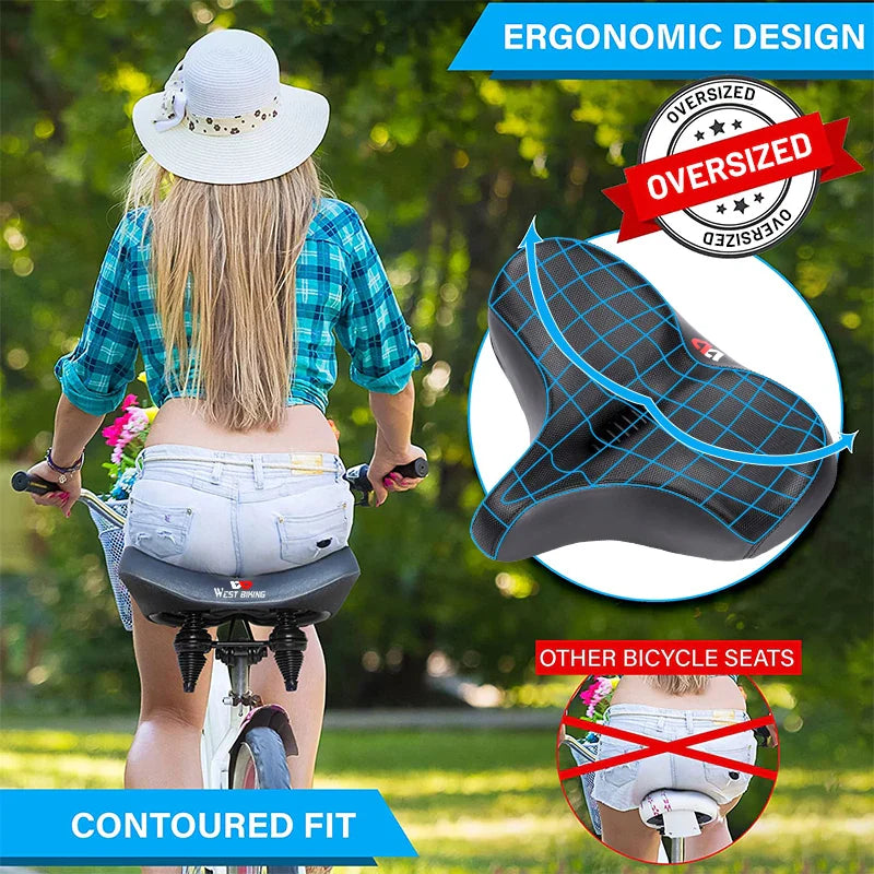 Selle de Vélo Confortable pour Longue Distance - Coussin Élargi et Absorption des Chocs