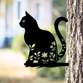 Ornement de Jardin en Métal Chat - Décor Extérieur Unique et Ludique