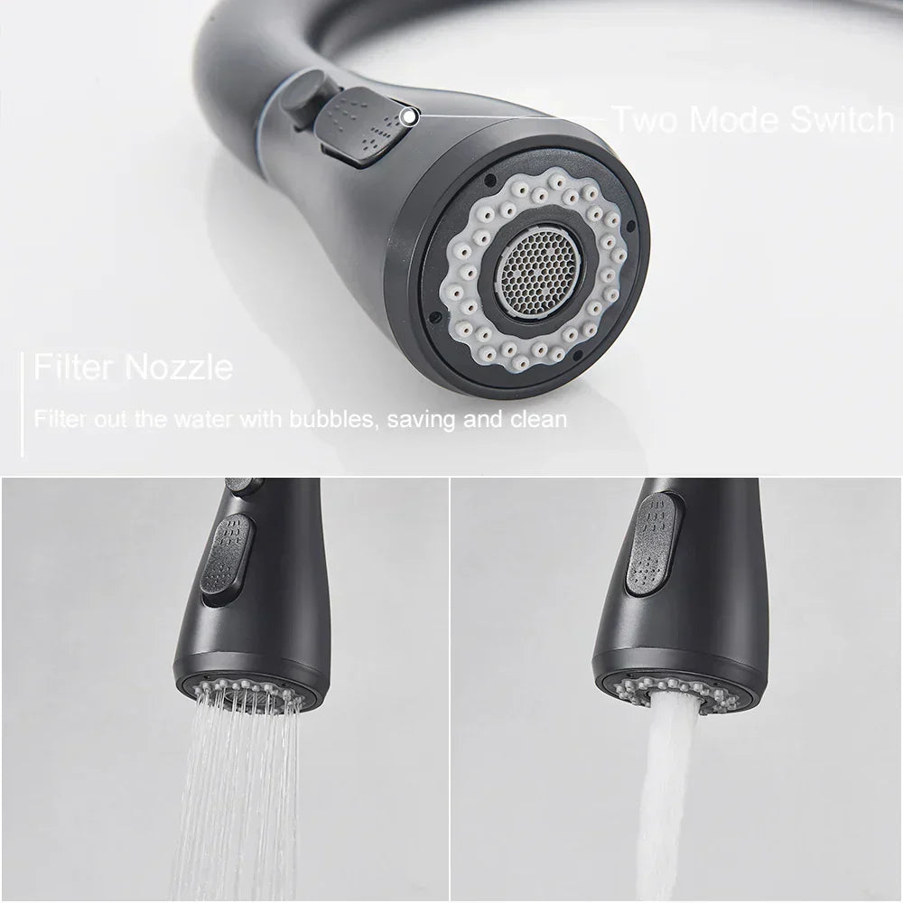 Robinet de Cuisine Pull-Down Noir - Élégance et Flexibilité au Quotidien