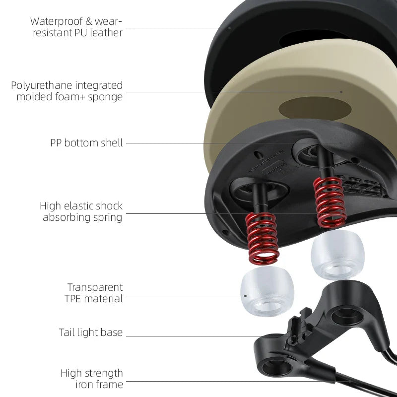 Selle de Vélo Confortable - Absorption des Chocs et Imperméable