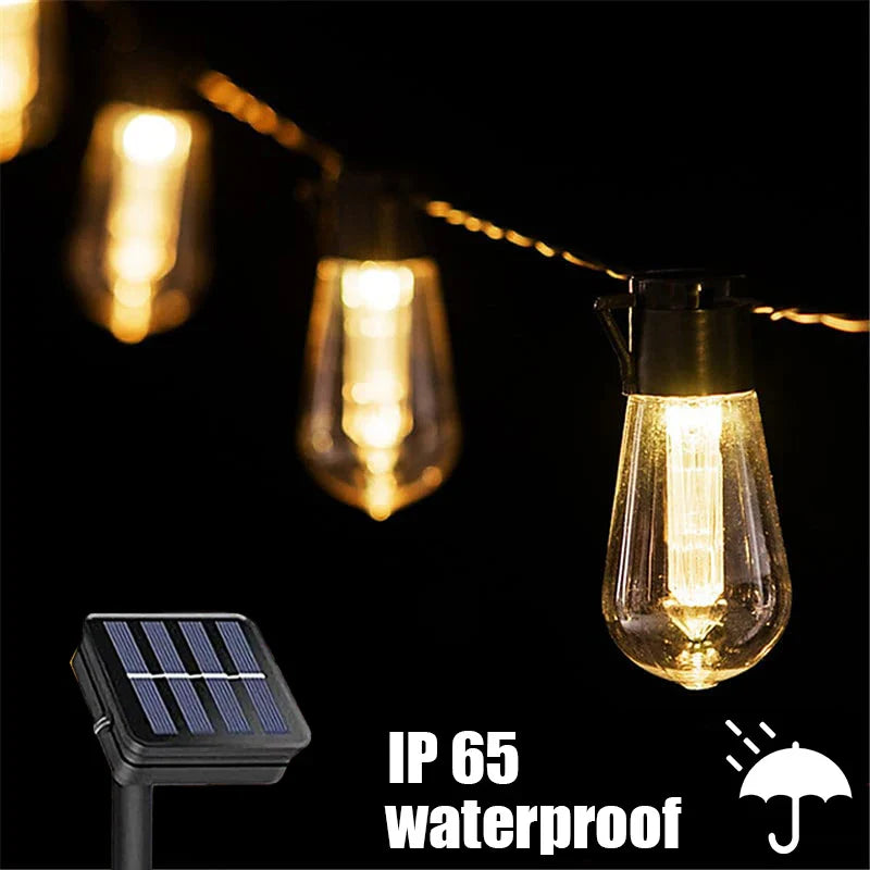 Guirlande Solaire Edison - Ampoules Rétro Étanches pour Ambiance Extérieure