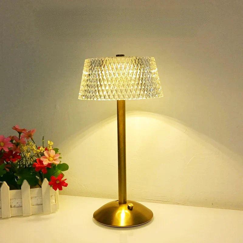 Lampe en Cristal Élégante - Design en Diamant et Rechargeable