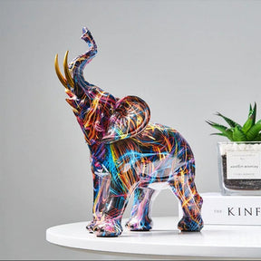 Sculpture Éléphant Abstrait Fait Main - Décoration Artistique Unique et Colorée