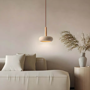 Lampe Suspendue en Travertin Jaune - Élégance et Charme Organique