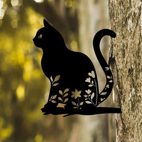 Ornement de Jardin en Métal Chat - Décor Extérieur Unique et Ludique