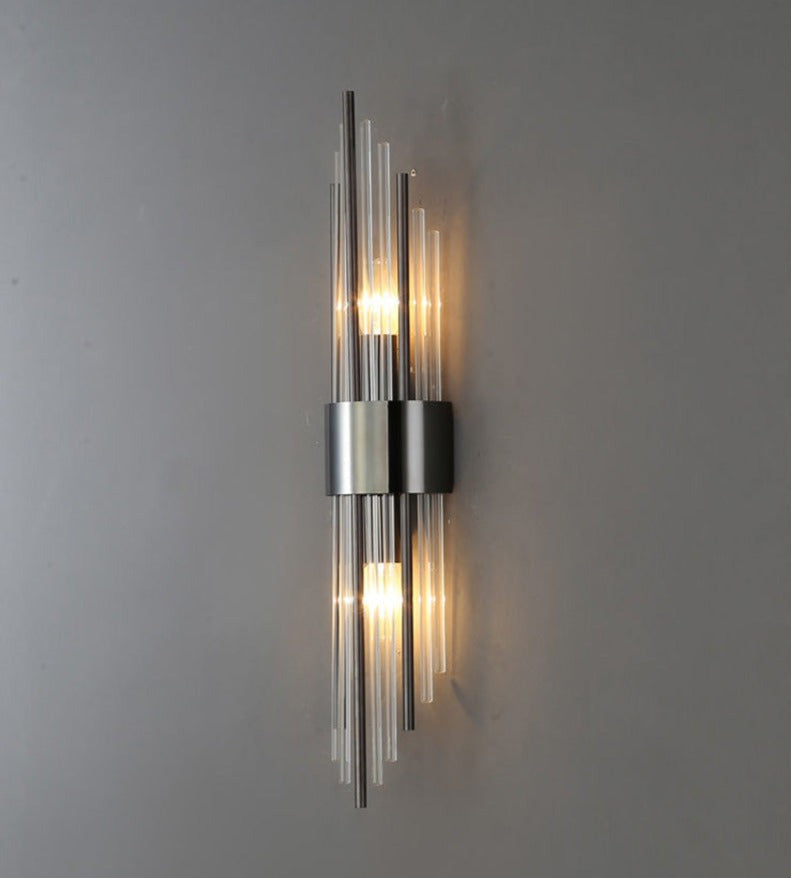 Applique Murale en Cristal Doré - Construction Durable et Éclairage Polyvalent