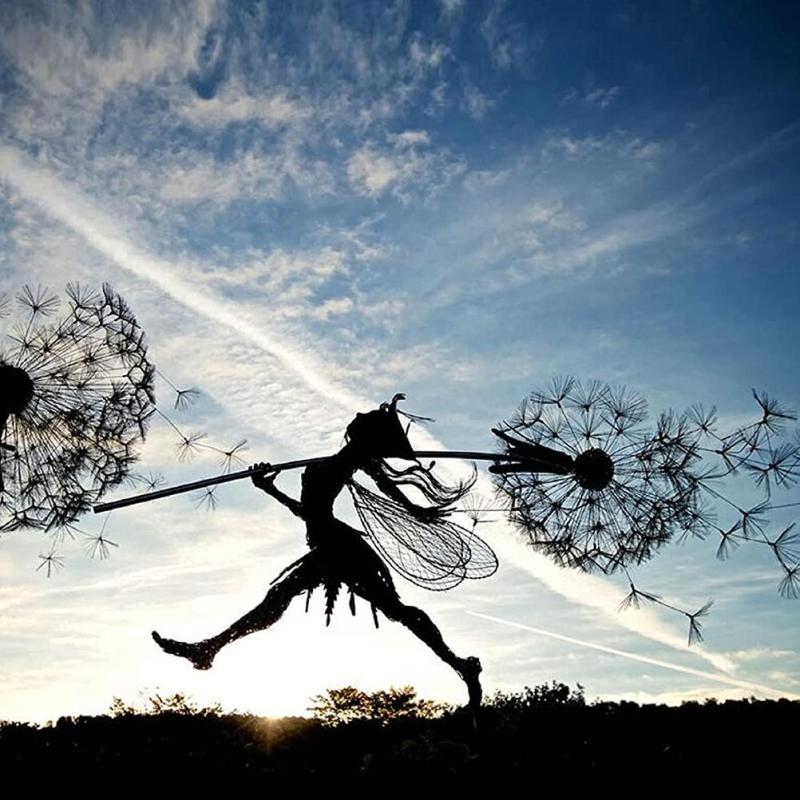 Sculpture de Fée en Métal pour Jardin - Art Résistant aux Intempéries et Magique