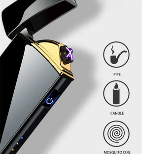 Briquet Plasma Rechargeable USB - Flamme Double Arc Résistante au Vent