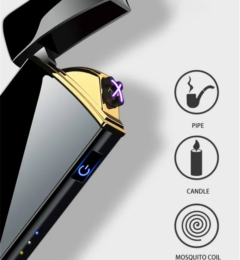 Briquet Plasma Rechargeable USB - Flamme Double Arc Résistante au Vent