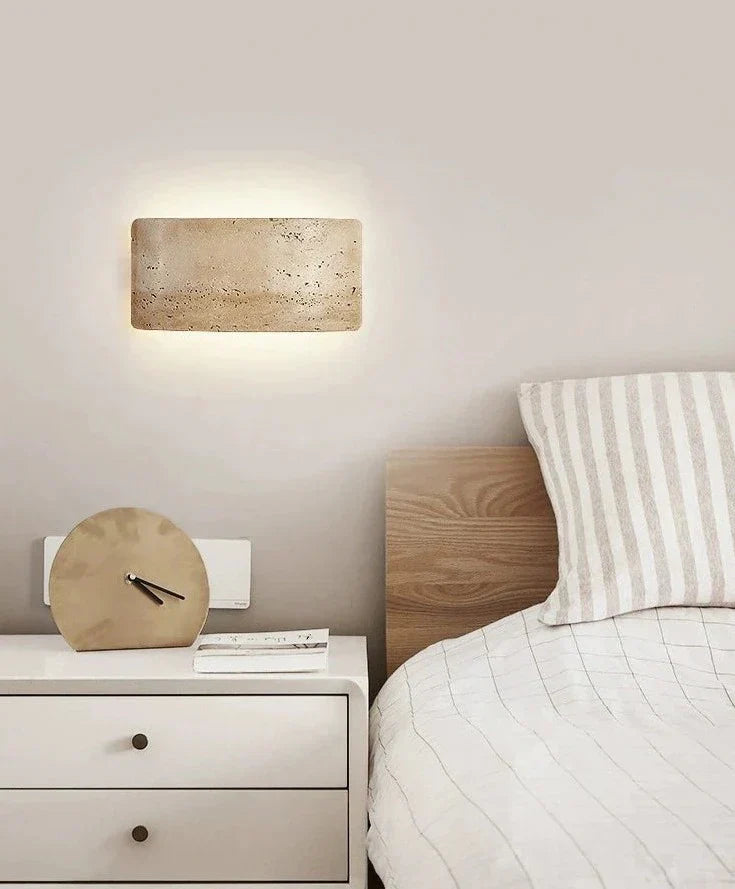 Applique Murale en Travertin et Verre - Design Contemporain et Énergie Efficace