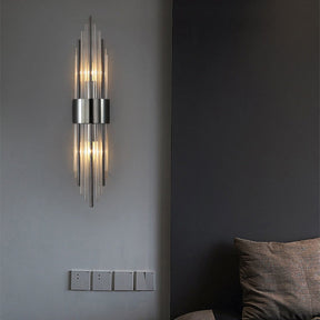 Applique Murale en Cristal Doré - Construction Durable et Éclairage Polyvalent