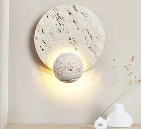 Applique Murale en Pierre Ronde - Éclairage LED Économe et Durable