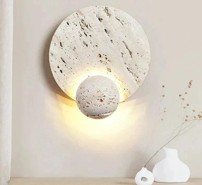 Applique Murale en Pierre Ronde - Éclairage LED Économe et Durable