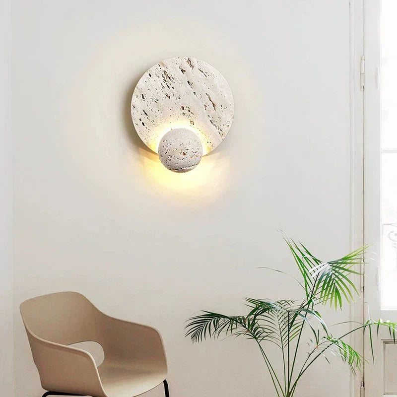 Applique Murale en Pierre Ronde - Éclairage LED Économe et Durable