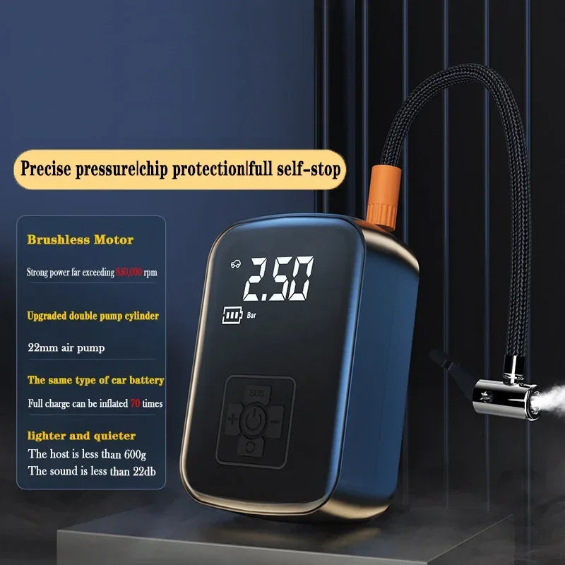Compresseur de Pneus Portable Sans Fil - Gonflage Rapide et Design Compact