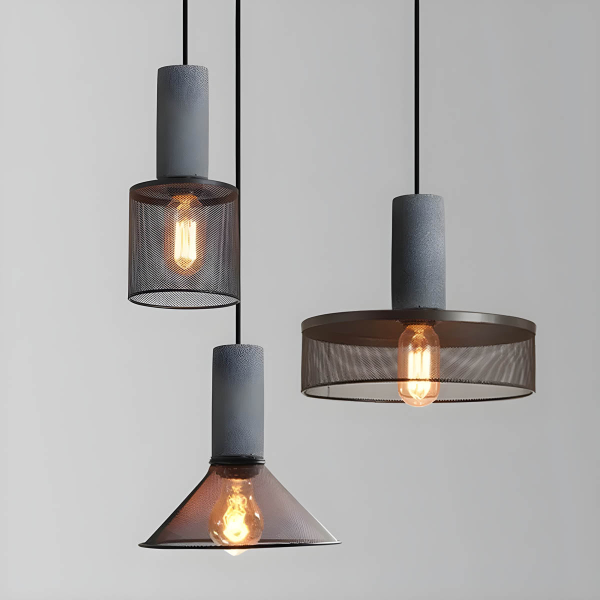 Lampe Suspendue Industrielle en Béton - Design Unique et Éclairage LED Efficace