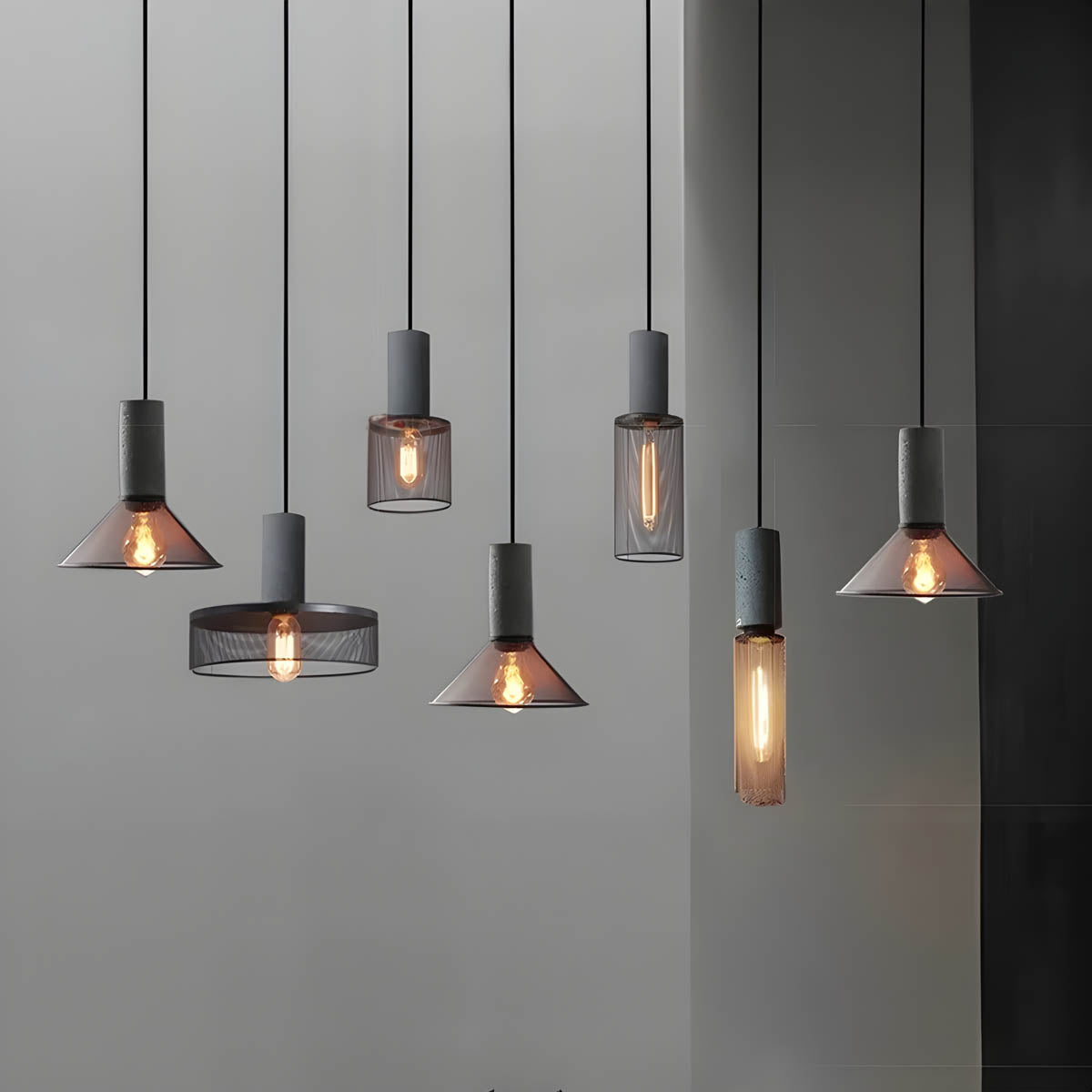 Lampe Suspendue Industrielle en Béton - Design Unique et Éclairage LED Efficace