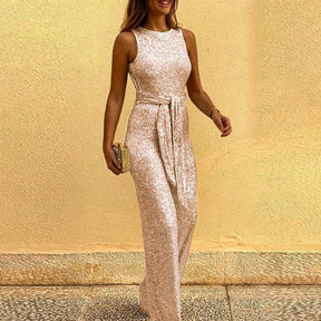 Combinaison Paillettes Épaules Nues - Glamour pour Soirées et Événements
