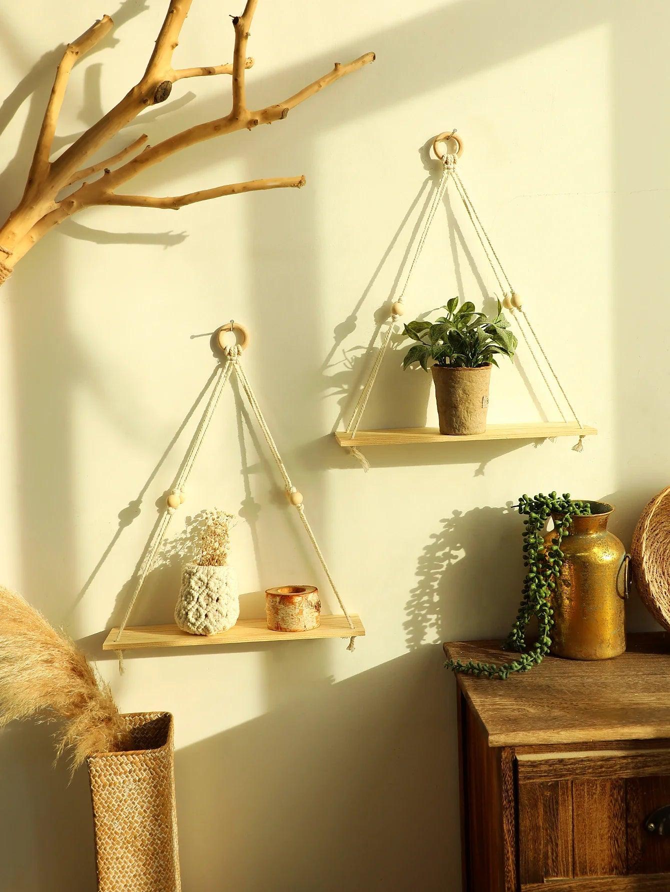 Étagère Murale en Macramé - Charme Rustique et Pratique pour Votre Intérieur