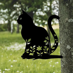 Ornement de Jardin en Métal Chat - Décor Extérieur Unique et Ludique