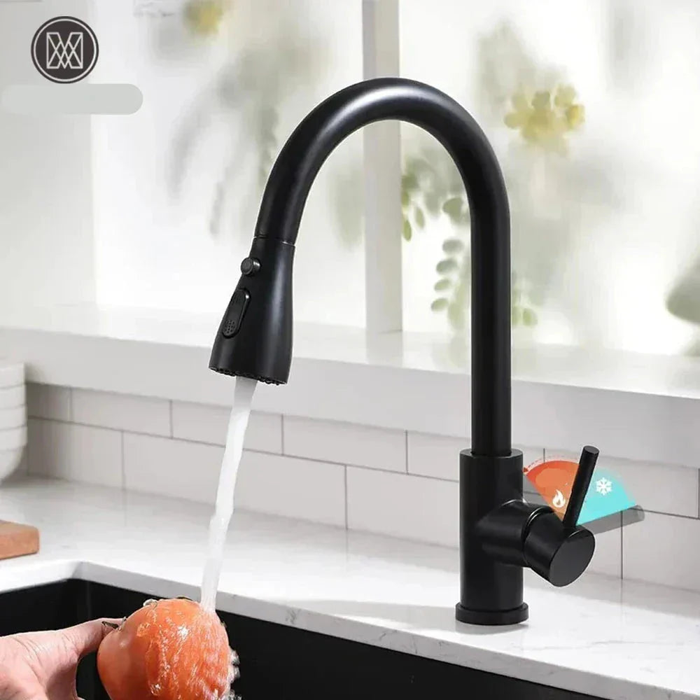Robinet de Cuisine Pull-Down Noir - Élégance et Flexibilité au Quotidien