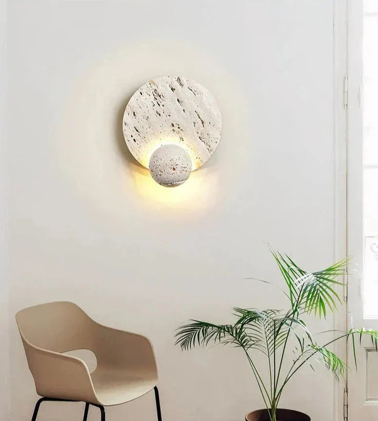Applique Murale en Pierre Ronde - Éclairage LED Économe et Durable