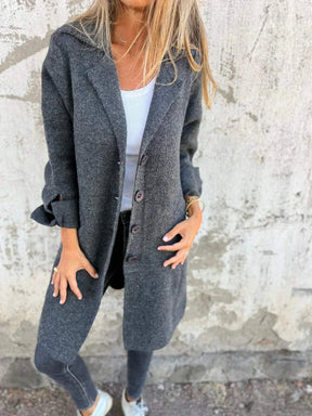 Manteau Long en Laine Mélangée - Élégance et Confort au Quotidien